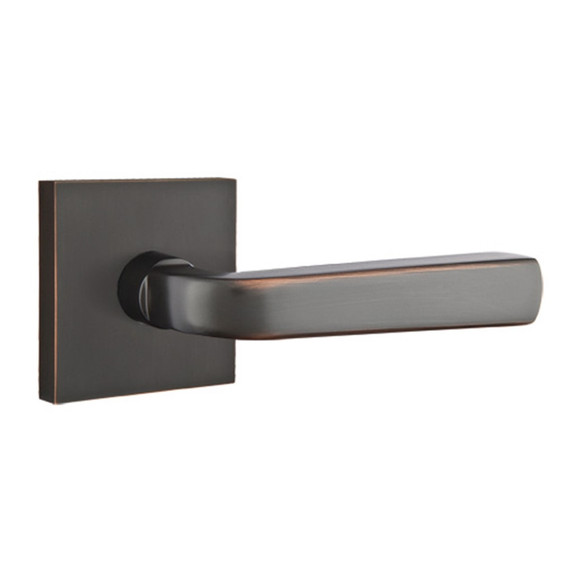 Emtek 5210-SIO-US10B Sion Door Lever Privacy Set With Square Rosette Oil Rubbed Bronze