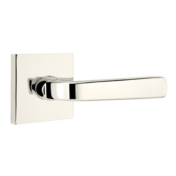 Emtek 5210-SIO-US14 Sion Door Lever Privacy Set With Square Rosette Polished Nickel