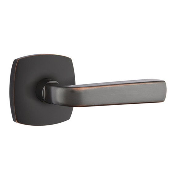Emtek 5326-SIO-US10B Sion Door Lever Privacy Set With Urban Modern Rosette Oil Rubbed Bronze