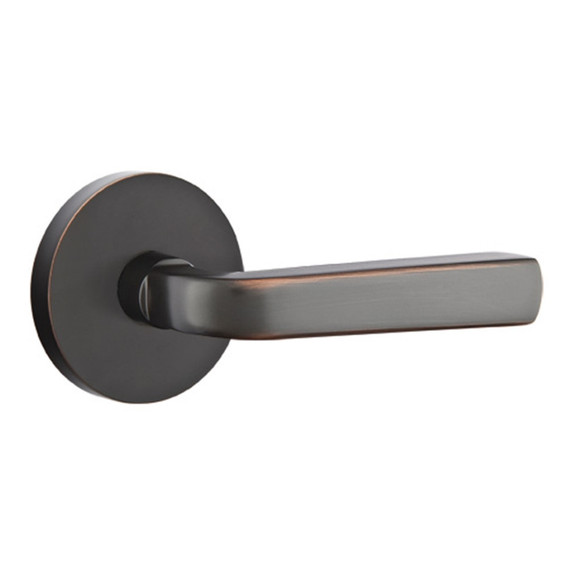 Emtek 5059-SIO-US10B Sion Door Lever Dummy Set With Disk Rosette Oil Rubbed Bronze