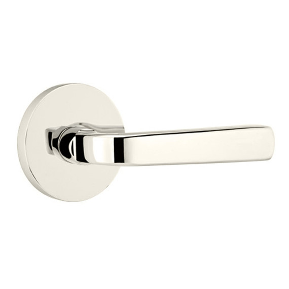 Emtek 5059-SIO-US14 Sion Door Lever Dummy Set With Disk Rosette Polished Nickel