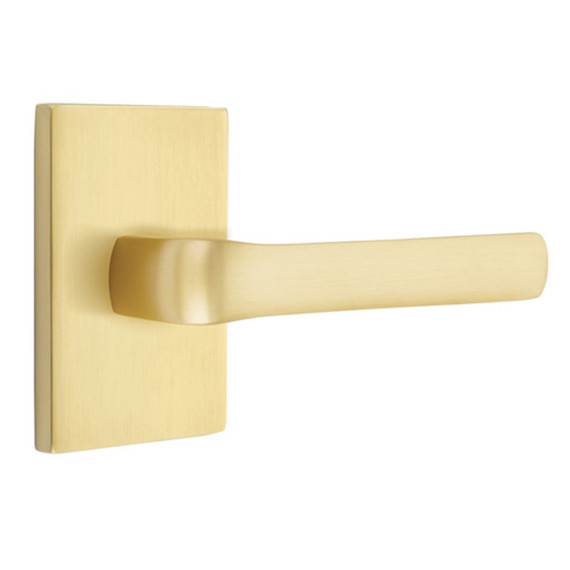 Emtek 5212-SPN-US4 Spencer Door Lever Privacy Set With Modern Rectangular Rosette Satin Brass