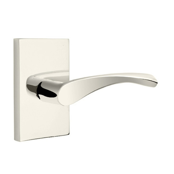 Emtek 5112-TRT-US14 Triton Door Lever Passage Set With Modern Rectangular Rosette Polished Nickel
