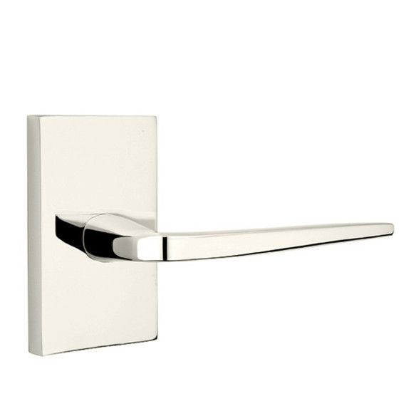 Emtek 5112-ATN-US14 Athena Door Lever Passage Set With Modern Rectangular Rosette Polished Nickel