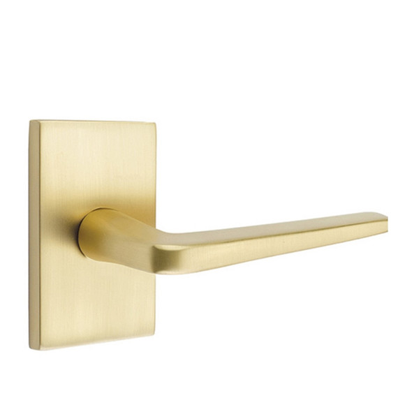 Emtek 5112-ATN-US4 Athena Door Lever Passage Set With Modern Rectangular Rosette Satin Brass