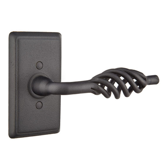 Emtek 7203-L-FBS Lafayette Door Lever Privacy Set With Wrought Steel #3 Rosette Flat Black Steel