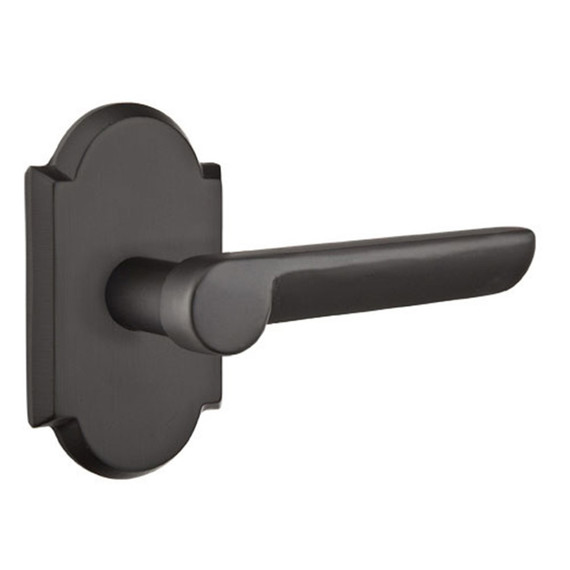 Emtek 7108-AR-FB Aurora Sandcast Bronze Door Lever Passage Set With #1 Rosette Flat Black Bronze