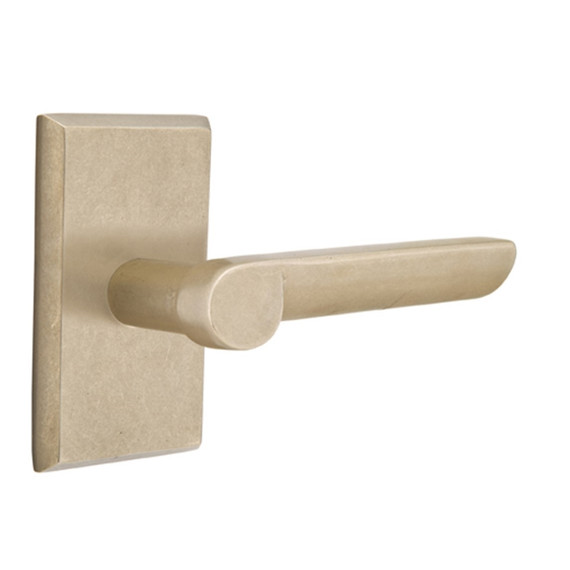 Emtek 7204-AR-TWB Aurora Sandcast Bronze Door Lever Privacy Set With #3 Rosette Tumbled White Bronze