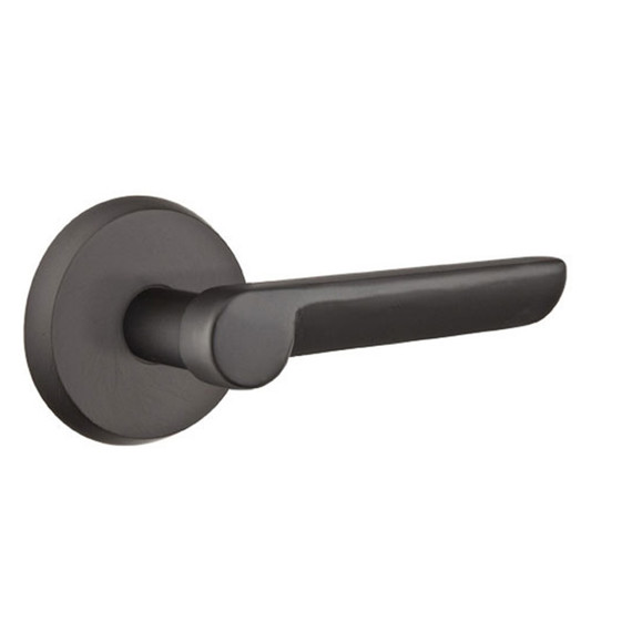 Emtek 7206-AR-FB Aurora Sandcast Bronze Door Lever Privacy Set With #2 Rosette Flat Black Bronze