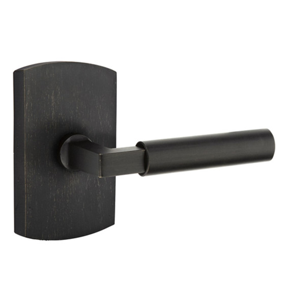 Emtek 7100-BR-MB Bryce Sandcast Bronze Door Lever Passage Set With #4 Rosette Medium Bronze