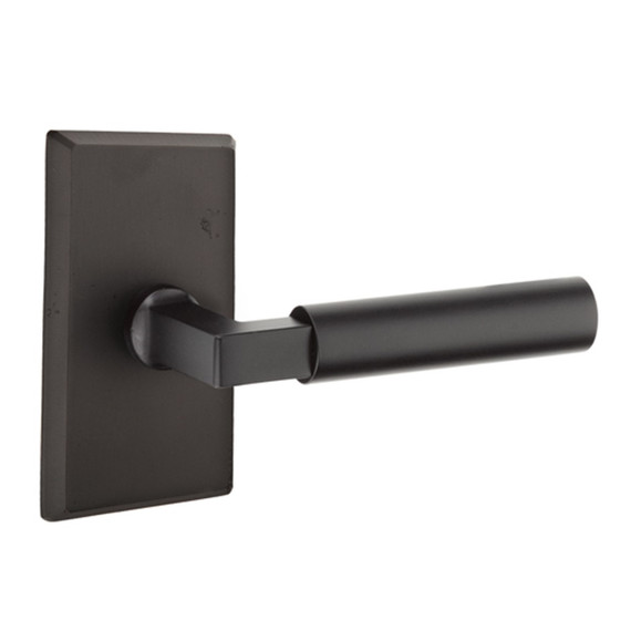 Emtek 7104-BR-FB Bryce Sandcast Bronze Door Lever Passage Set With #3 Rosette Flat Black Bronze