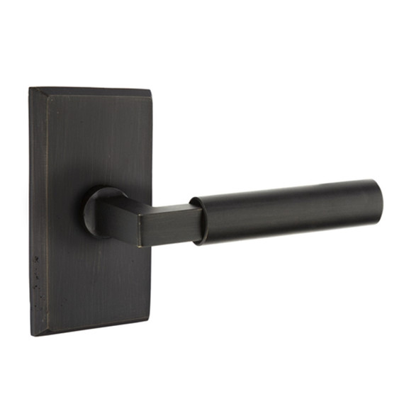 Emtek 7104-BR-MB Bryce Sandcast Bronze Door Lever Passage Set With #3 Rosette Medium Bronze
