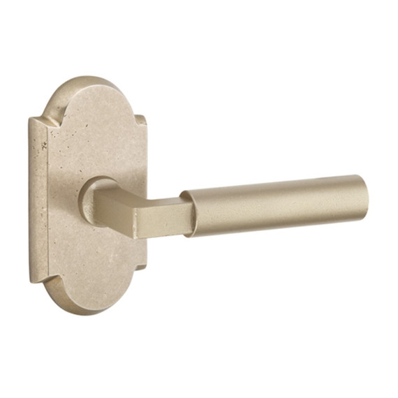 Emtek 7108-BR-TWB Bryce Sandcast Bronze Door Lever Passage Set With #1 Rosette Tumbled White Bronze