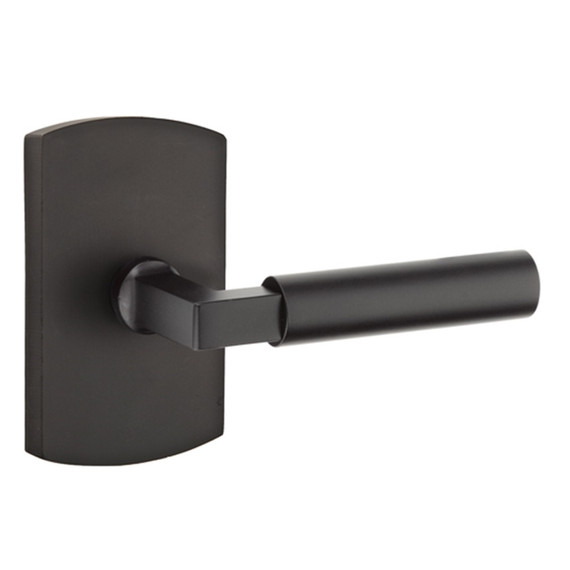 Emtek 7200-BR-FB Bryce Sandcast Bronze Door Lever Privacy Set With #4 Rosette Flat Black Bronze