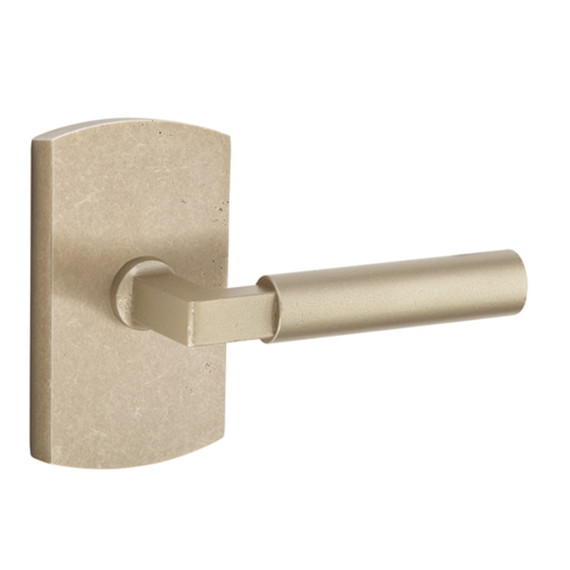 Emtek 7200-BR-TWB Bryce Sandcast Bronze Door Lever Privacy Set With #4 Rosette Tumbled White Bronze