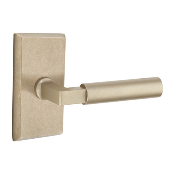 Emtek 7204-BR-TWB Bryce Sandcast Bronze Door Lever Privacy Set With #3 Rosette Tumbled White Bronze