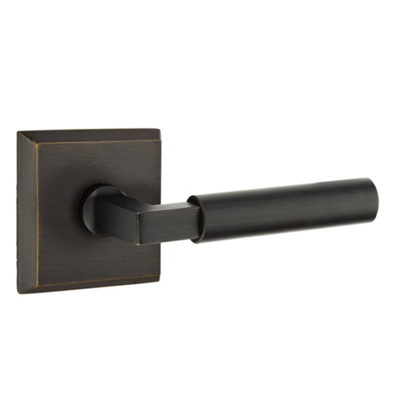 Emtek 7211-BR-MB Bryce Sandcast Bronze Door Lever Privacy Set With #6 Rosette Medium Bronze