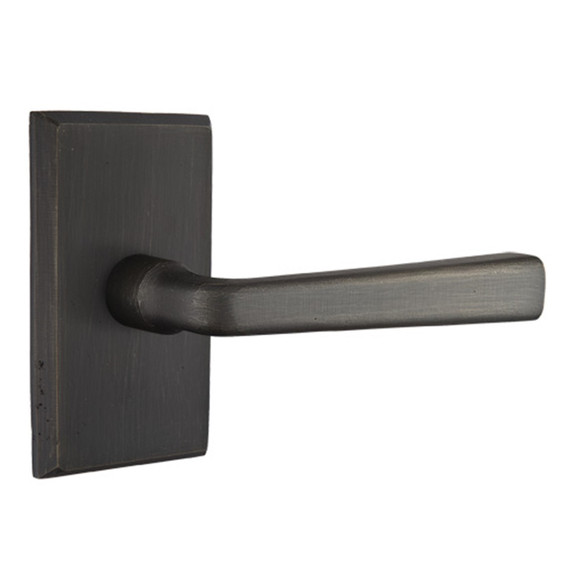 Emtek 7104-CR-MB Cimarron Sandcast Bronze Door Lever Passage Set With #3 Rosette Medium Bronze