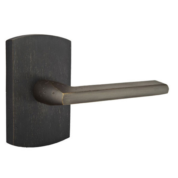 Emtek 7100-LR-MB Lariat Sandcast Bronze Door Lever Passage Set With #4 Rosette Medium Bronze