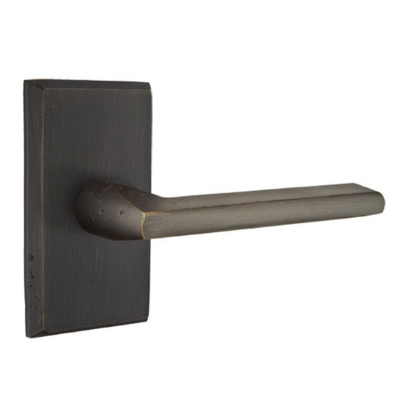 Emtek 7104-LR-MB Lariat Sandcast Bronze Door Lever Passage Set With #3 Rosette Medium Bronze