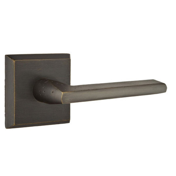 Emtek 7211-LR-MB Lariat Sandcast Bronze Door Lever Privacy Set With #6 Rosette Medium Bronze