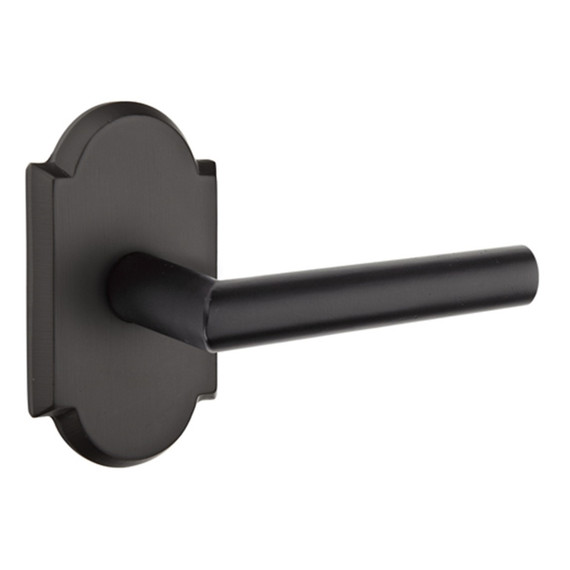 Emtek 7208-MA-FB Mariposa Sandcast Bronze Door Lever Privacy Set With #1 Rosette Flat Black Bronze