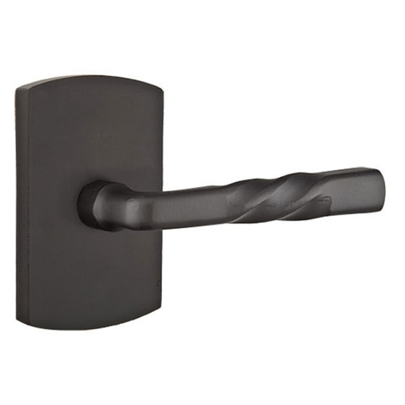 Emtek 7100-MT-FB Montrose Sandcast Bronze Door Lever Passage Set With #4 Rosette Flat Black Bronze
