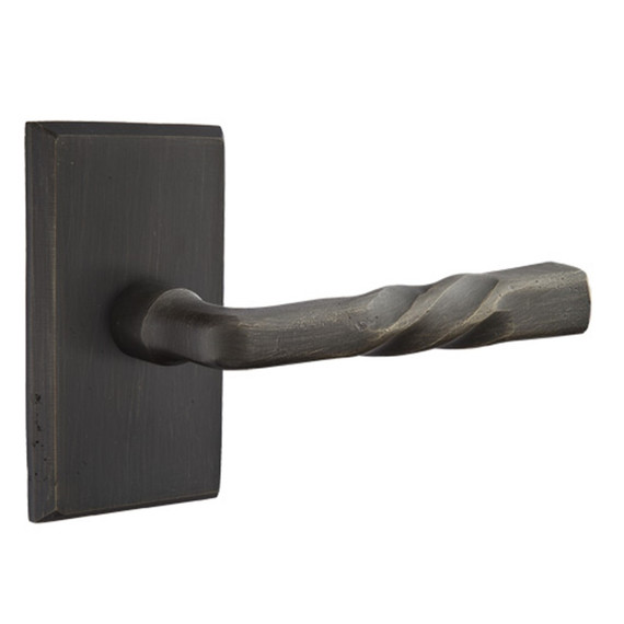 Emtek 7104-MT-MB Montrose Sandcast Bronze Door Lever Passage Set With #3 Rosette Medium Bronze