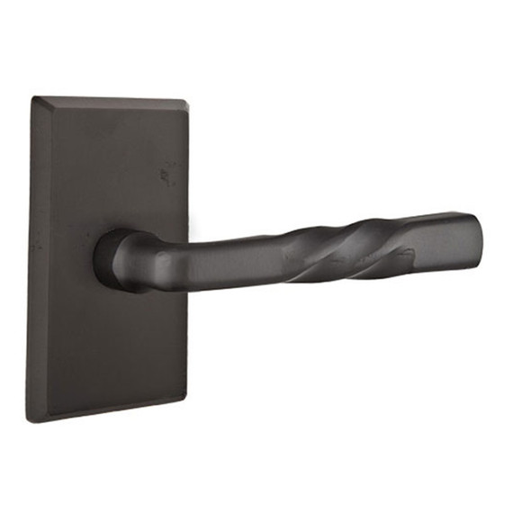 Emtek 7204-MT-FB Montrose Sandcast Bronze Door Lever Privacy Set With #3 Rosette Flat Black Bronze