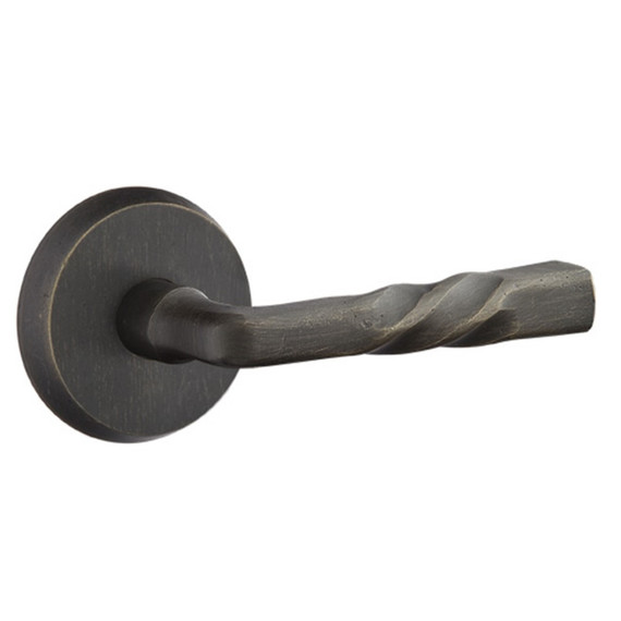 Emtek 7206-MT-MB Montrose Sandcast Bronze Door Lever Privacy Set With #2 Rosette Medium Bronze
