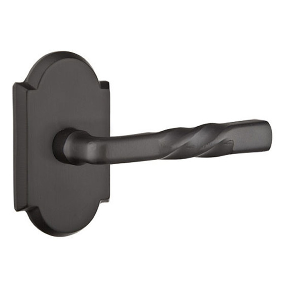 Emtek 7208-MT-FB Montrose Sandcast Bronze Door Lever Privacy Set With #1 Rosette Flat Black Bronze
