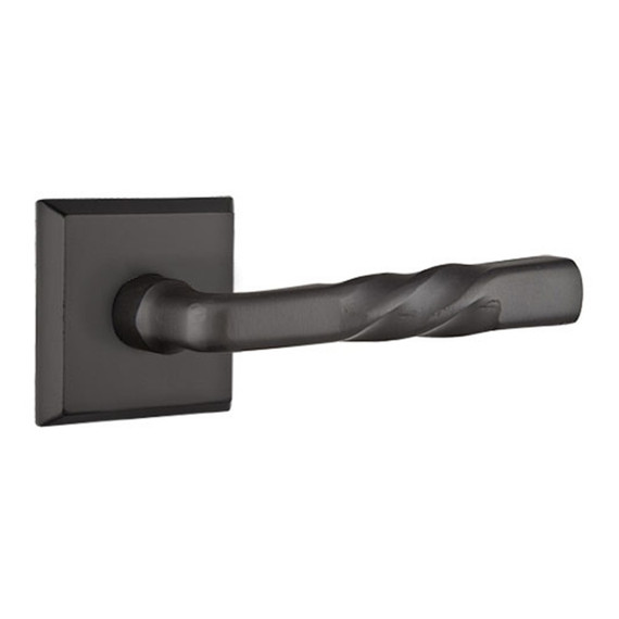 Emtek 7211-MT-FB Montrose Sandcast Bronze Door Lever Privacy Set With #6 Rosette Flat Black Bronze