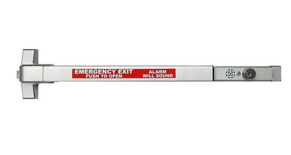 Dynasty Hardware Commercial Door Push Bar Panic Exit Device with Alarm Sprayed Aluminum, Keyed Alike 4 Pack