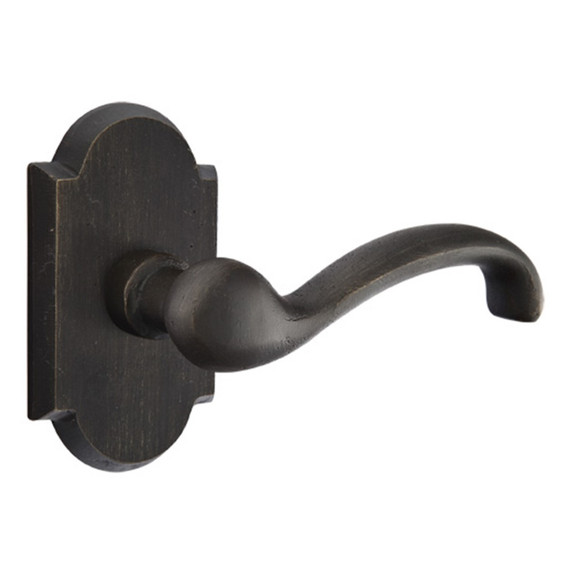 Emtek 7208-TT-MB Teton Sandcast Bronze Door Lever Privacy Set With #1 Rosette Medium Bronze