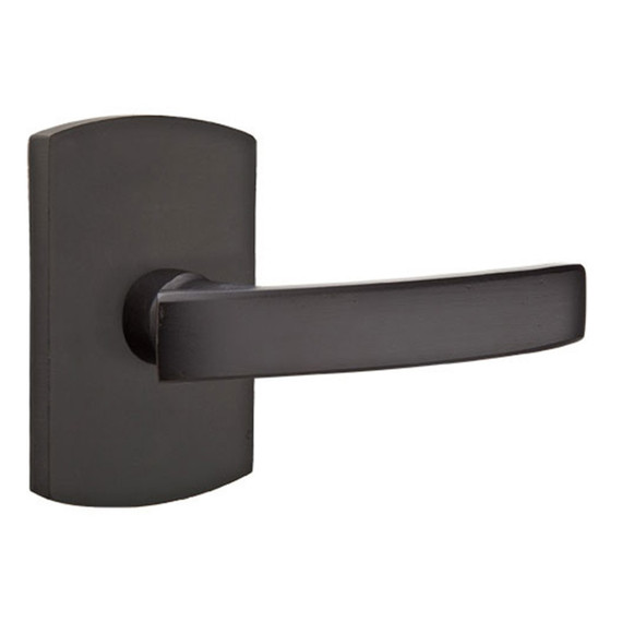 Emtek 7100-YM-FB Yuma Sandcast Bronze Door Lever Passage Set With #4 Rosette Flat Black Bronze
