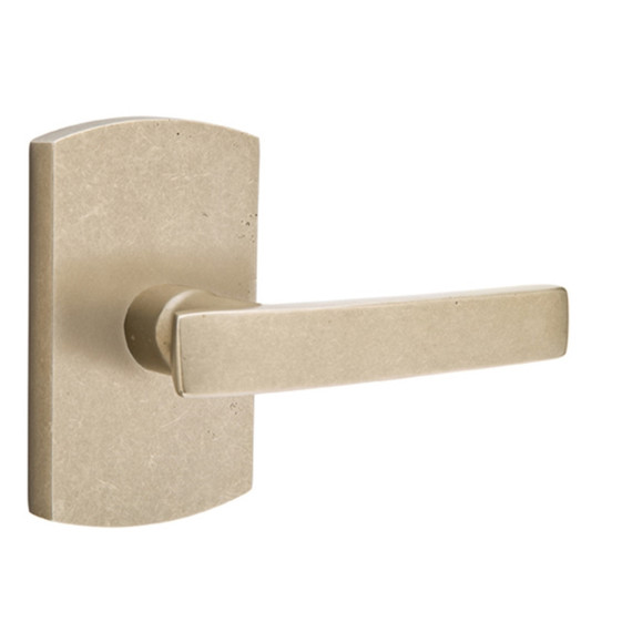 Emtek 7100-YM-TWB Yuma Sandcast Bronze Door Lever Passage Set With #4 Rosette Tumbled White Bronze