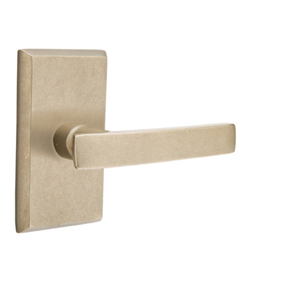 Emtek 7104-YM-TWB Yuma Sandcast Bronze Door Lever Passage Set With #3 Rosette Tumbled White Bronze