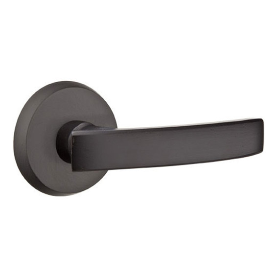 Emtek 7106-YM-FB Yuma Sandcast Bronze Door Lever Passage Set With #2 Rosette Flat Black Bronze