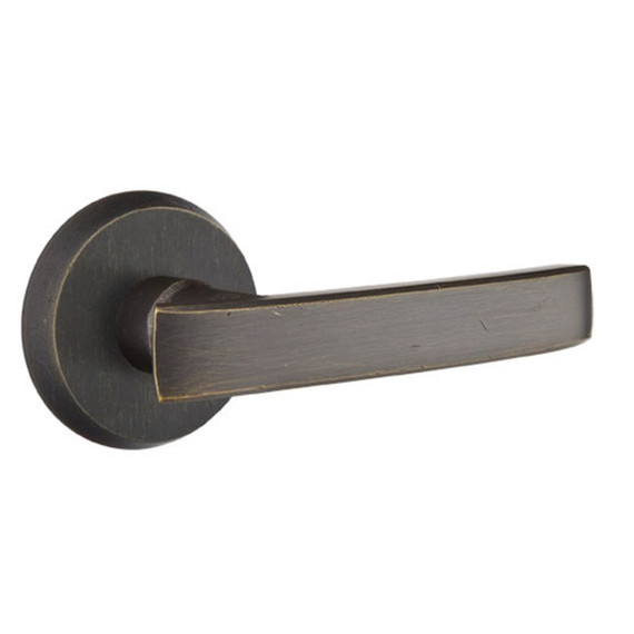 Emtek 7206-YM-MB Yuma Sandcast Bronze Door Lever Privacy Set With #2 Rosette Medium Bronze