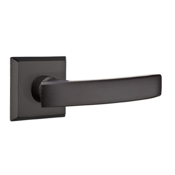 Emtek 7211-YM-FB Yuma Sandcast Bronze Door Lever Privacy Set With #6 Rosette Flat Black Bronze