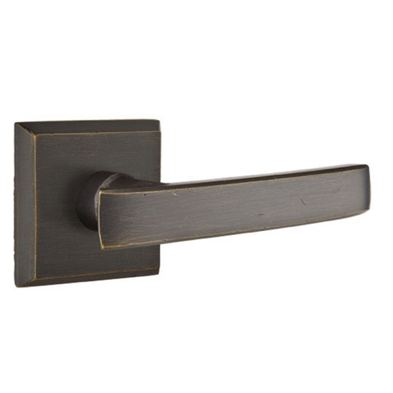 Emtek 7211-YM-MB Yuma Sandcast Bronze Door Lever Privacy Set With #6 Rosette Medium Bronze
