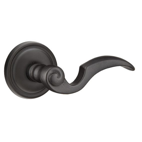 Emtek 72012-NA-FB Napoli Lost Wax Door Lever Privacy Set With #12 Rosette Flat Black Bronze