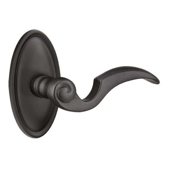 Emtek 72014-NA-FB Napoli Lost Wax Door Lever Privacy Set With #14 Rosette Flat Black Bronze