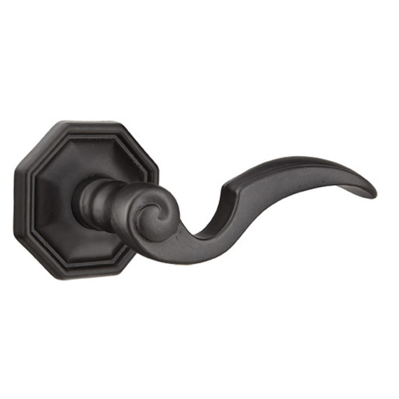 Emtek 72015-NA-FB Napoli Lost Wax Door Lever Privacy Set With #15 Rosette Flat Black Bronze