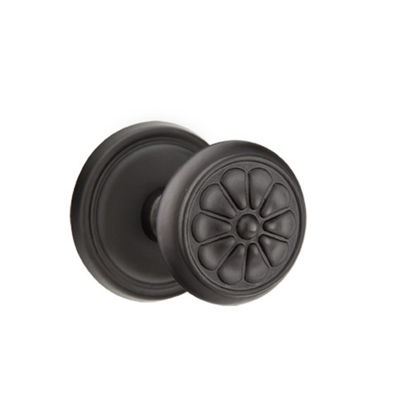 Emtek 70512-PT-FB Petal Lost Wax Door Knob Dummy Set With #12 Rosette Flat Black Bronze