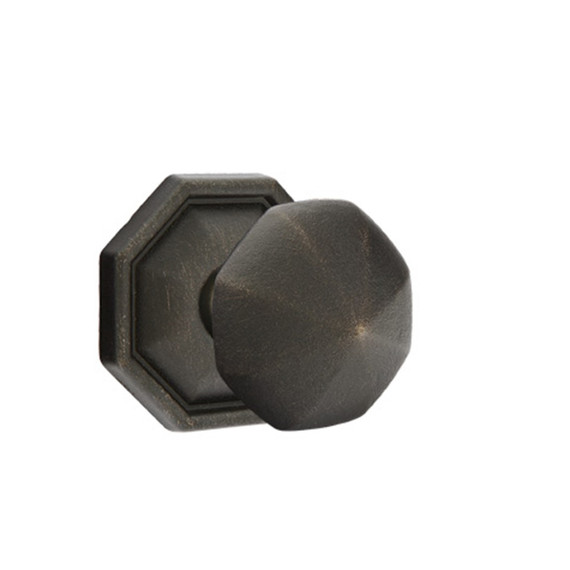 Emtek 72015-OCK-MB Octagon Lost Wax Door Knob Privacy Set With #15 Rosette Medium Bronze