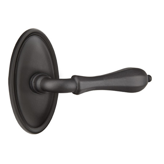 Emtek 72014-OCL-FB Octagon Lost Wax Door Lever Privacy Set With #14 Rosette Flat Black Bronze