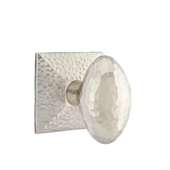 Emtek 5206-HE-US15 Hammered Egg Door Knob Privacy Set With Hammered Rosette Satin Nickel