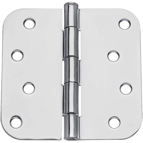 Dynasty Hardware 4" Door Hinges 5/8" Radius Corner, Polished Chrome