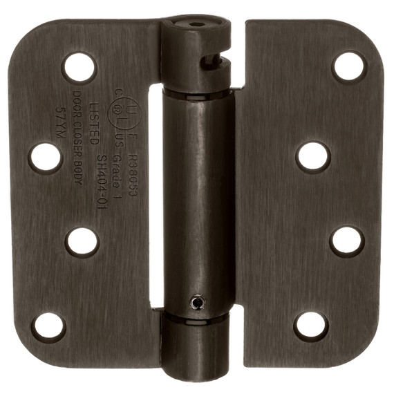 Dynasty Hardware 4" x 4" Mortise Spring Hinge with 5/8" Radius Corners, Oil Rubbed Bronze - Pack Of 2 Hinges